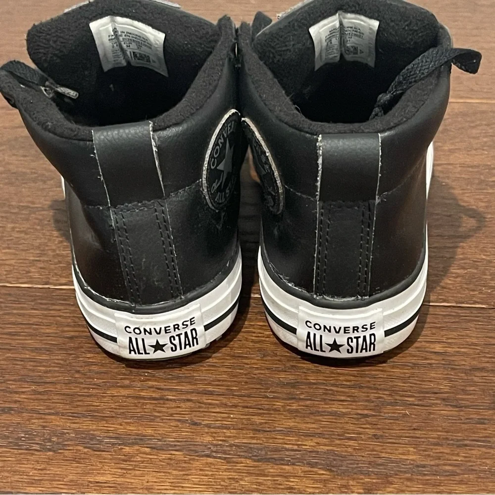 Converse Kids Black Leather Sneakers Size 2.5